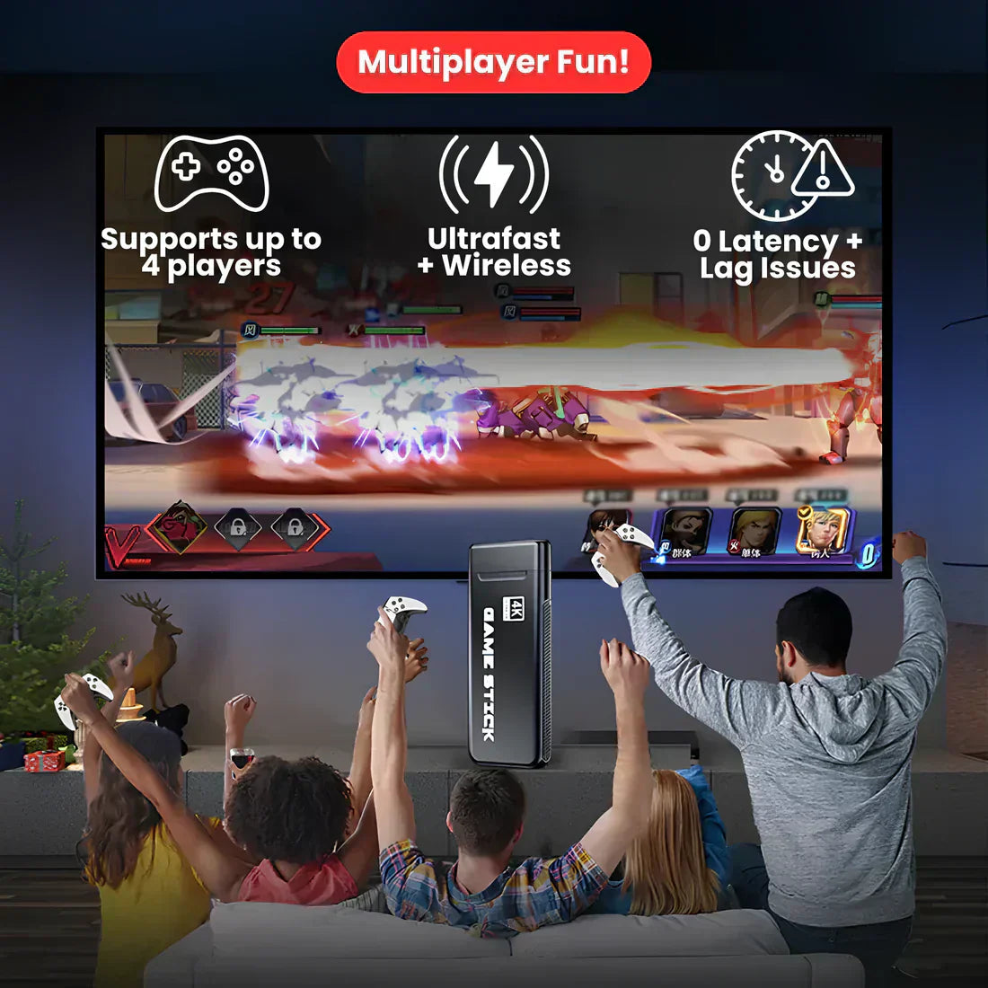 FANATIC STICK ™ - WIRELESS CONSOLE 60,000+ LICENSED GAMES + 2 FREE CONTROLLERS